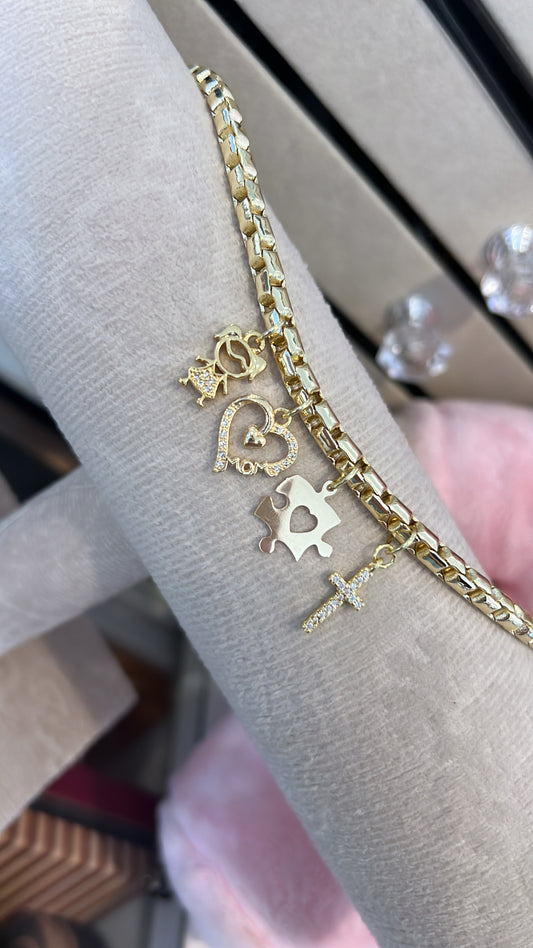 Autism gold laminated box bracelet