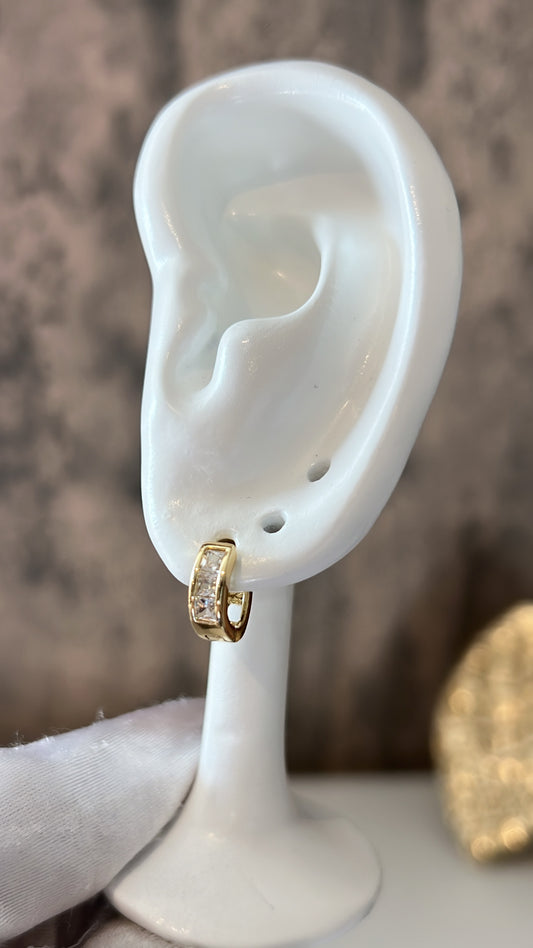 Mini stones gold laminated hoops