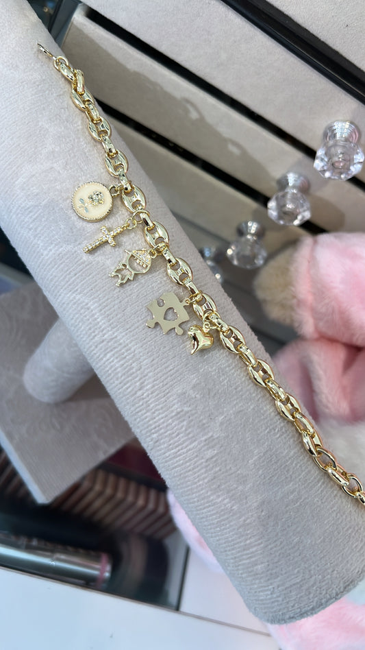 Autism Tiffany charms gold laminated bracelet