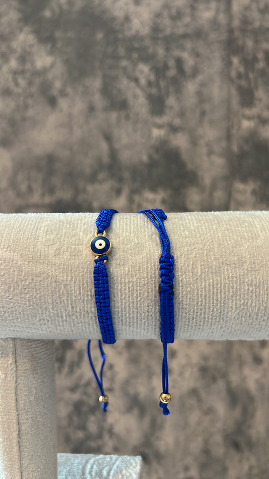 Blue evil eye adjustable bracelet