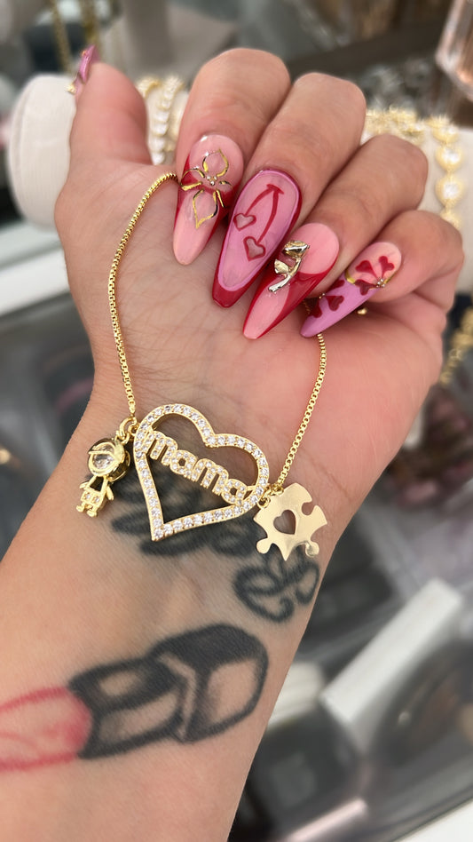 Autism heart mama gold laminatedbracelet