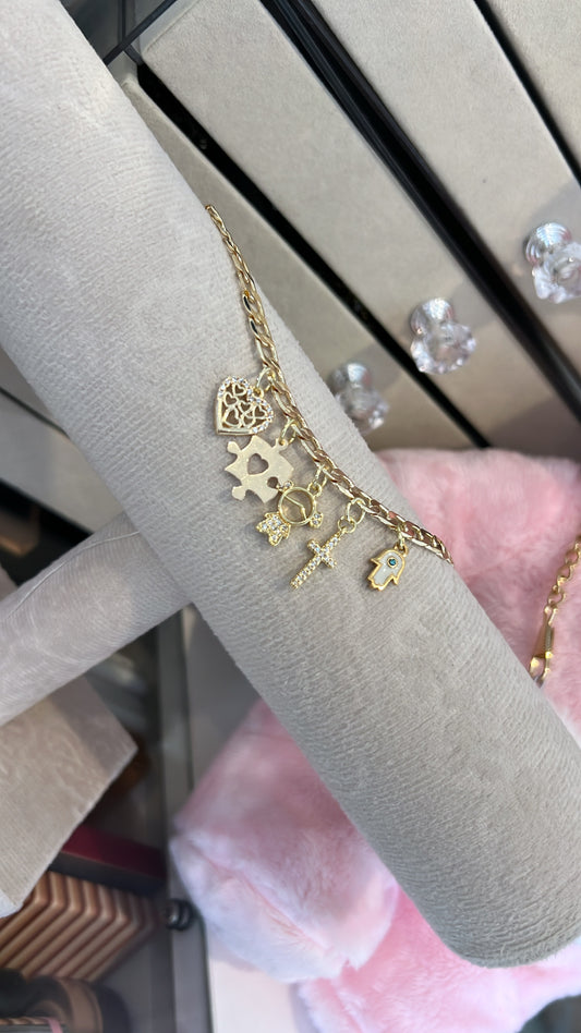 Autism girl charm gold laminated