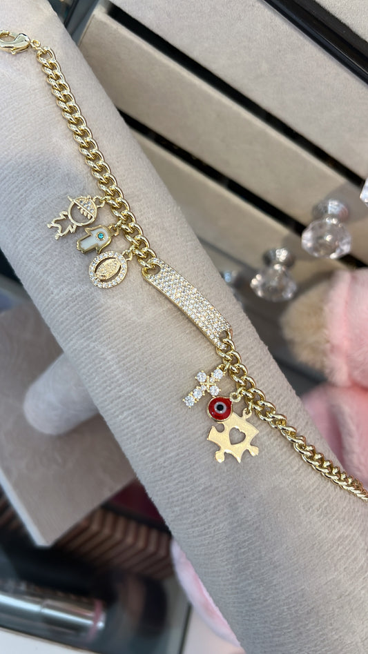 Autism lux charms gold laminated bracelet