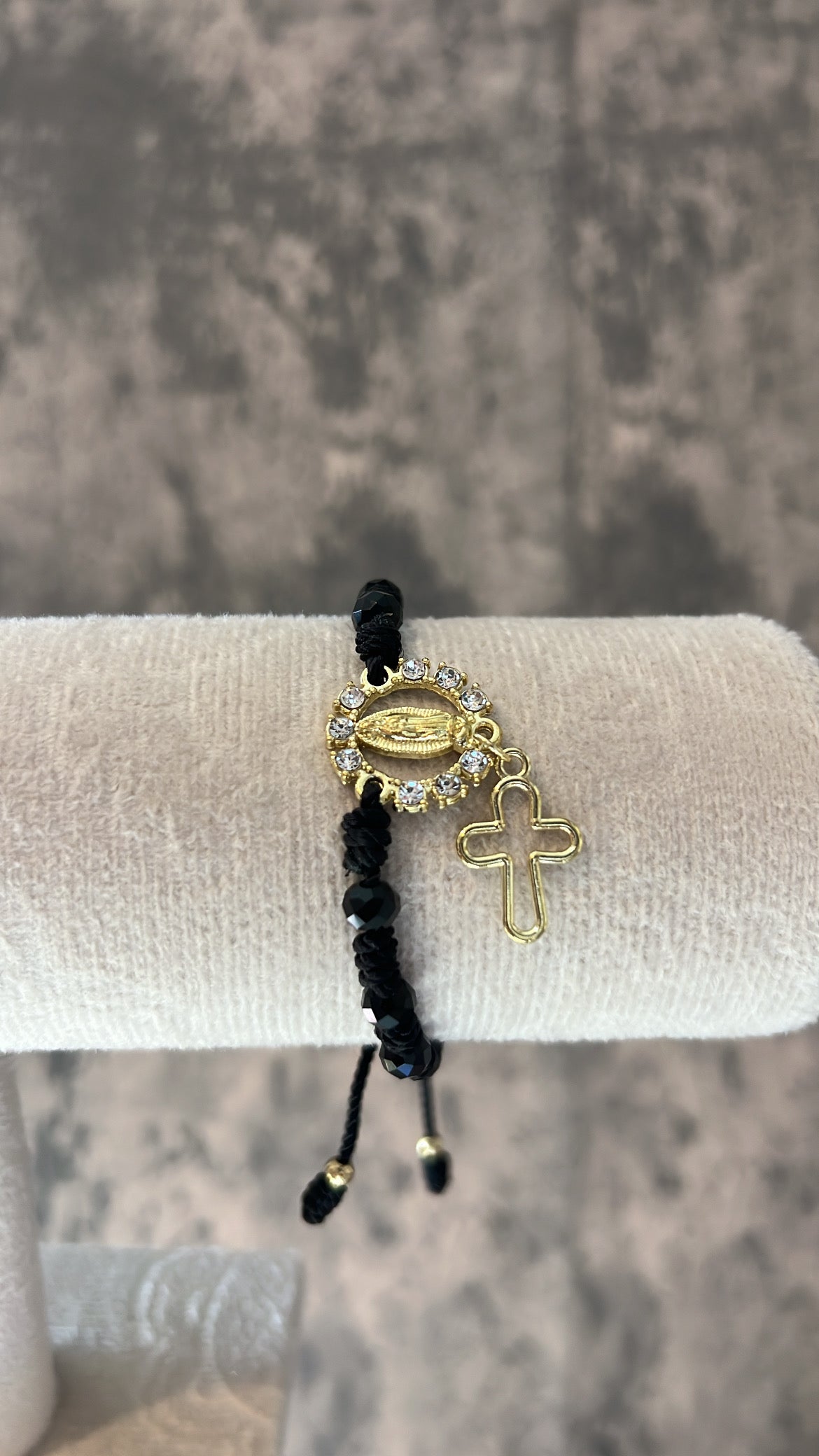 Black rosary lupita bracelet adjustable