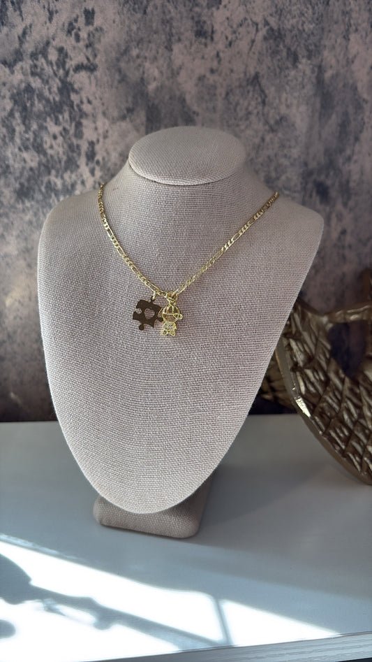 Autism custom gold laminated necklace