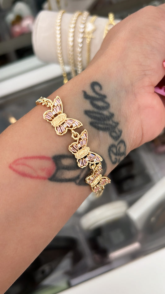 Butterfly lupita pink gold laminated bracelet