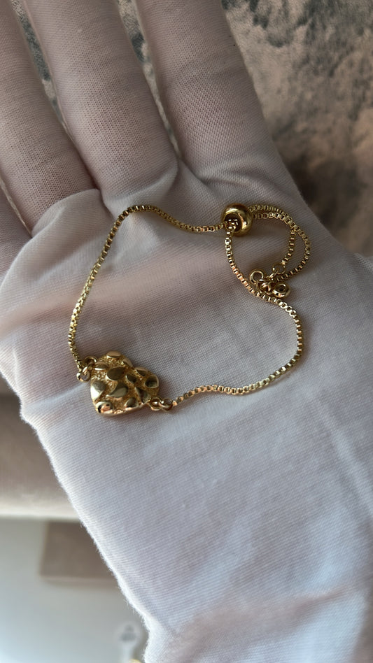 Nugget heart bracelet gold laminated