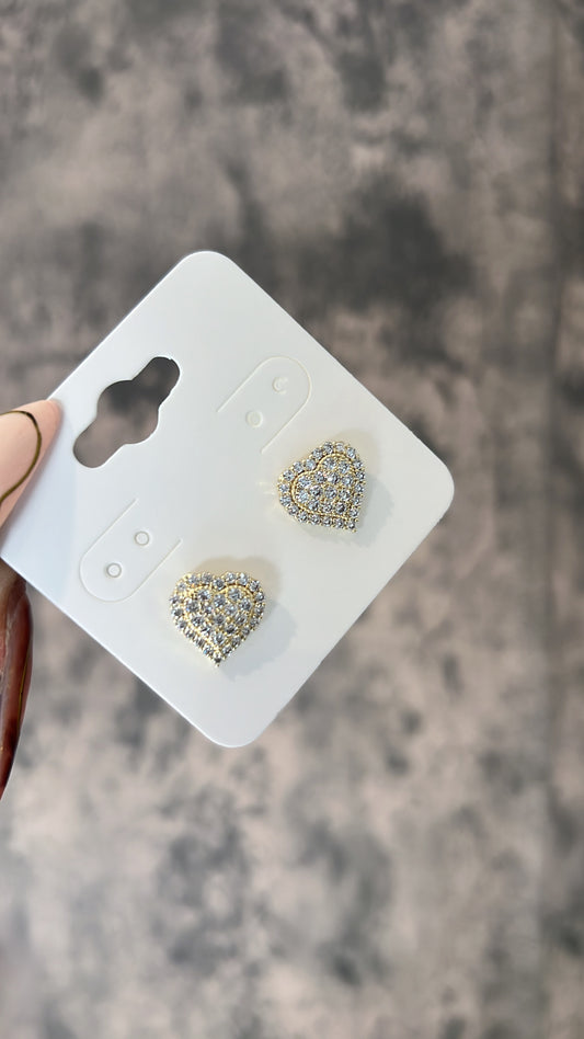Lux stones hearts gold laminated earrings