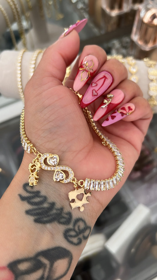 Autism charm inifibity girl bracelet gold laminated