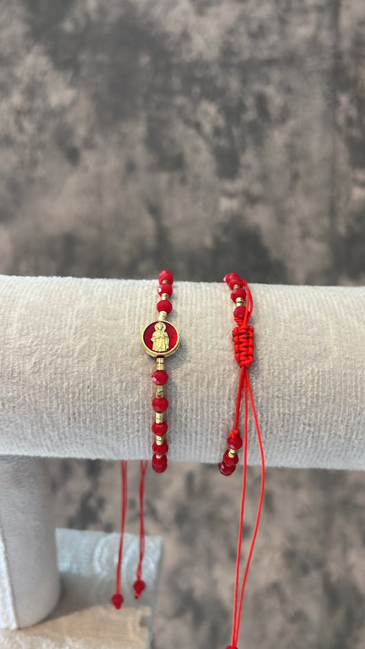 Red San Judas adjustable bracelet
