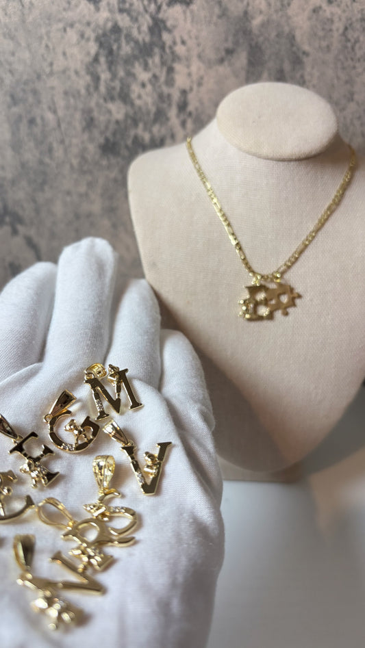 Autism initial gold laminated necklace