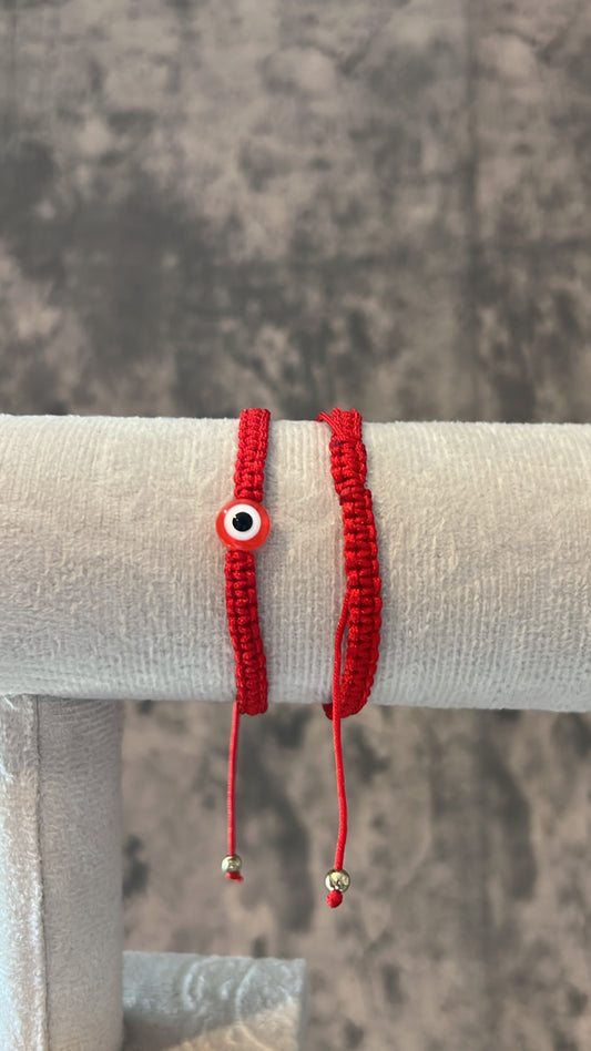 Red evil eye adjustable bracelet
