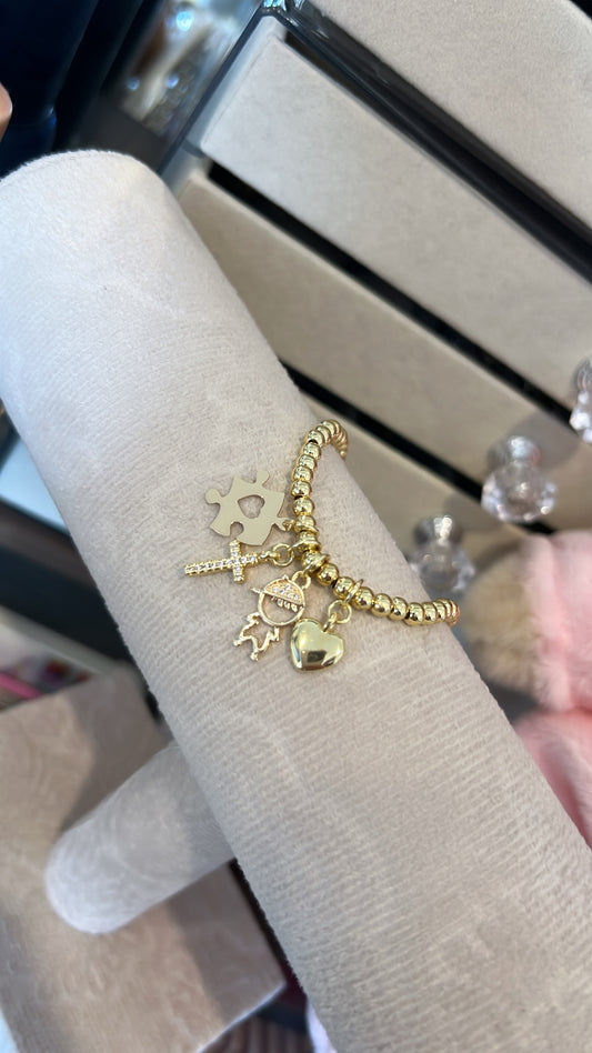 Autism Gold laminated stretchy gold bracelet