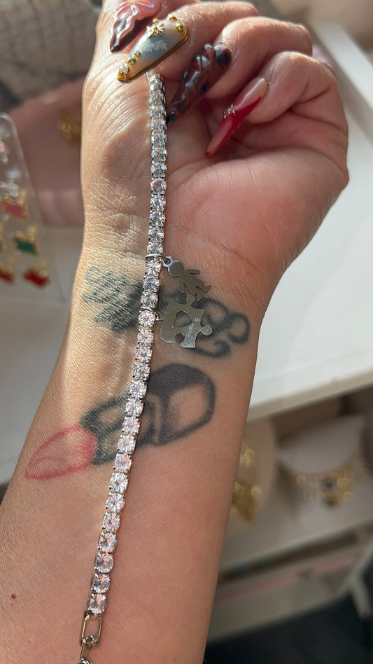 Autism boy Silver lux stone’s laminated bracelet