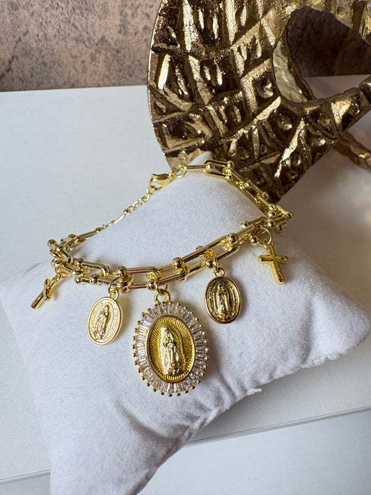Virgin charms gold laminated bracelet