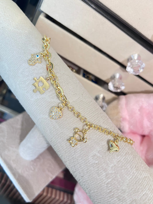 Autism girl charm bracelet charms gold laminated