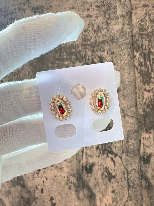 Virgin Mary stones earrings gold laminated