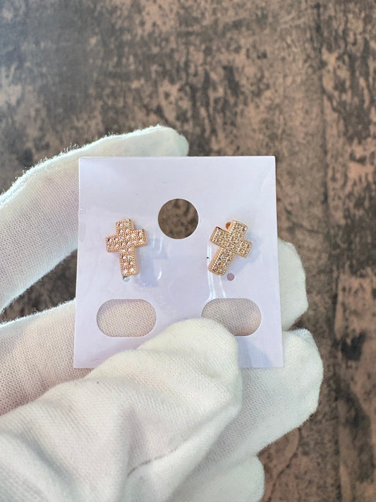 Cross gold laminated earrings