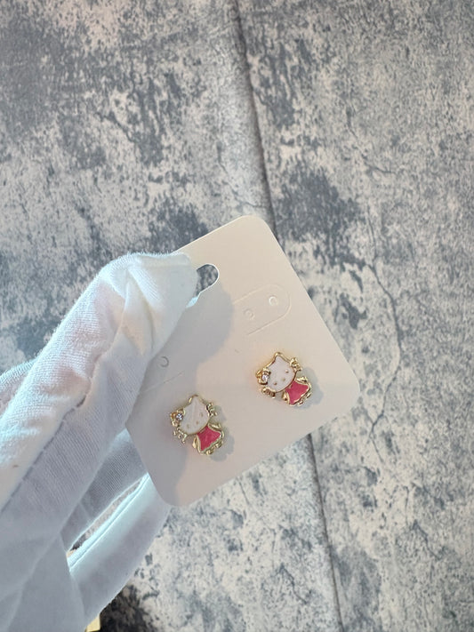 Hello kitty pink gold laminated earrings
