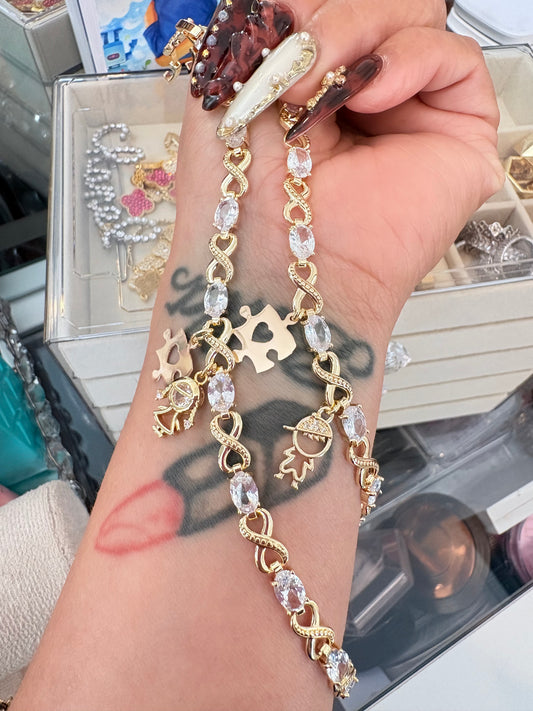 Autism infinity gold laminated bracelet