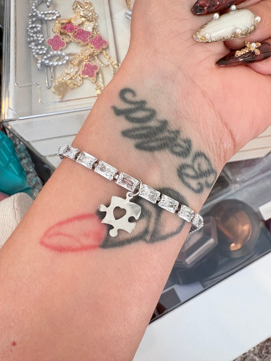 Autism Silver stones laminated bracelet