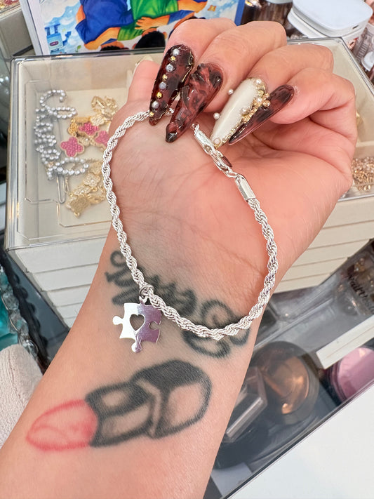 Autism rope silver laminated bracelet