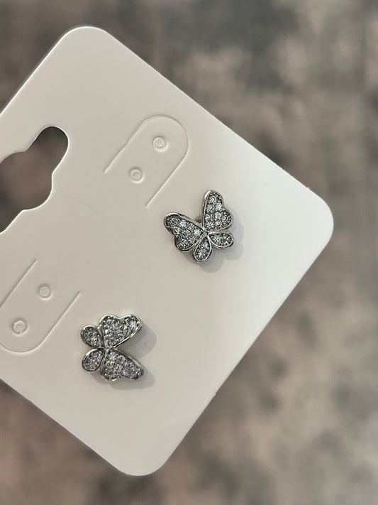 Butterfly silver laminated earrings