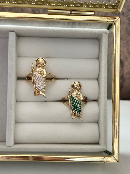 San Judas gold laminated ring