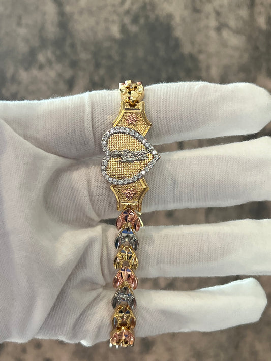 San Judas tri color gold laminated bracelet