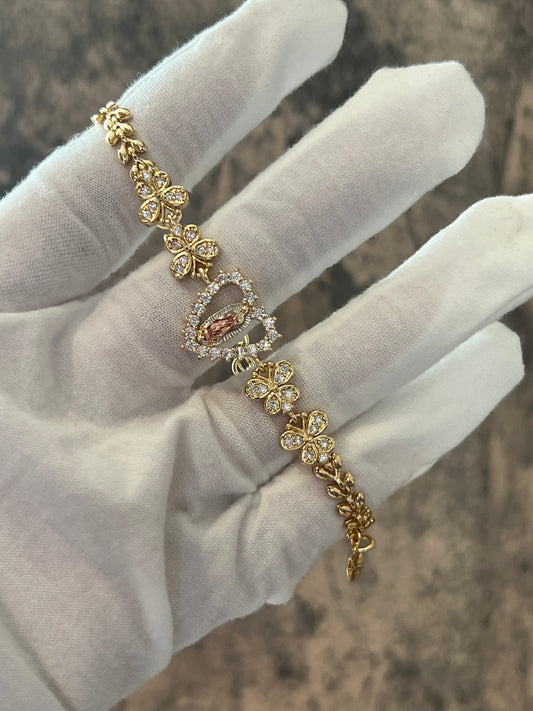 Virgin Mary tri color gold laminated bracelet