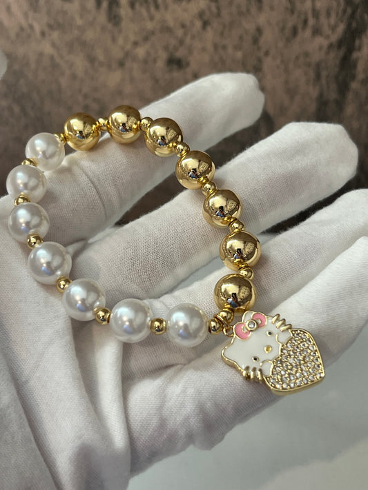 Hello kitty pearls bracelet gold laminated