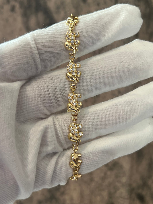 Elephants gold laminated bracelet