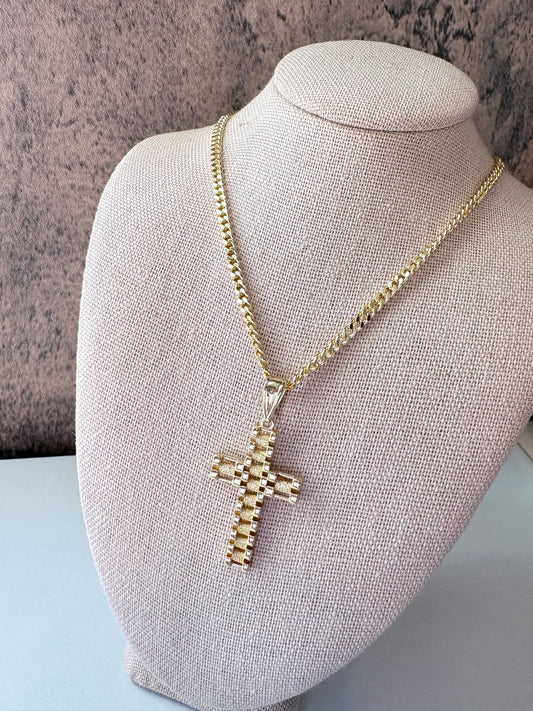 Cross gold laminated necklace