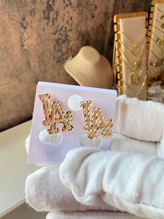 LA earrings gold laminated