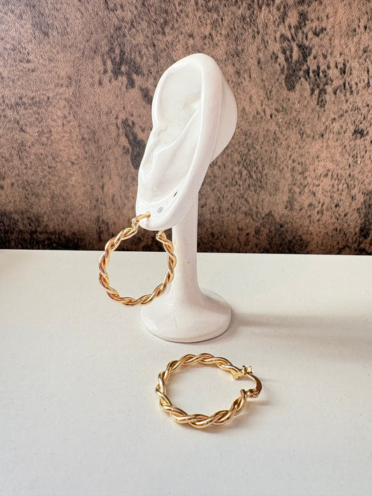 Twisted gold laminated hoops