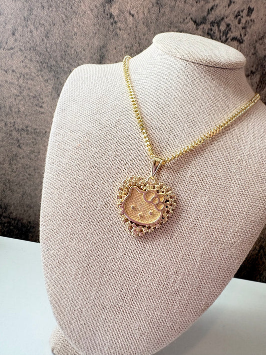 Hello kitty roly heart gold laminated necklace