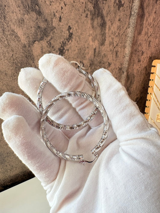 Silver laminated amber hoops