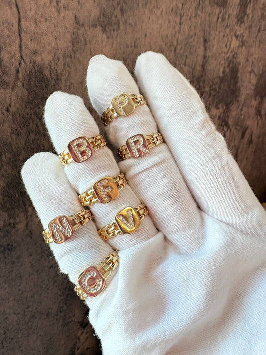 Initial Roly gold laminated ring adjustable
