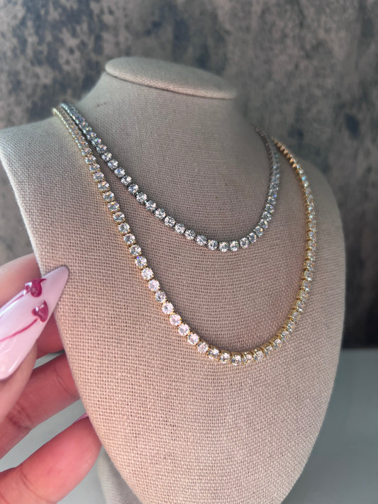 Tennis lux gold laminated necklace