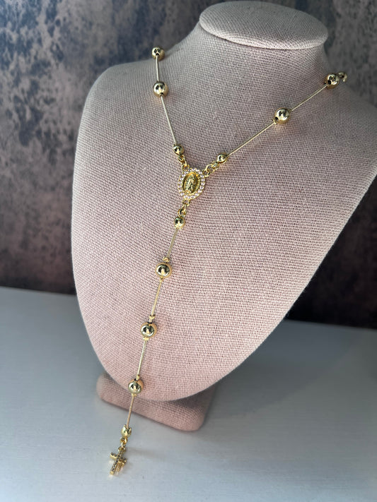 Virgin Mary gold laminated rosary