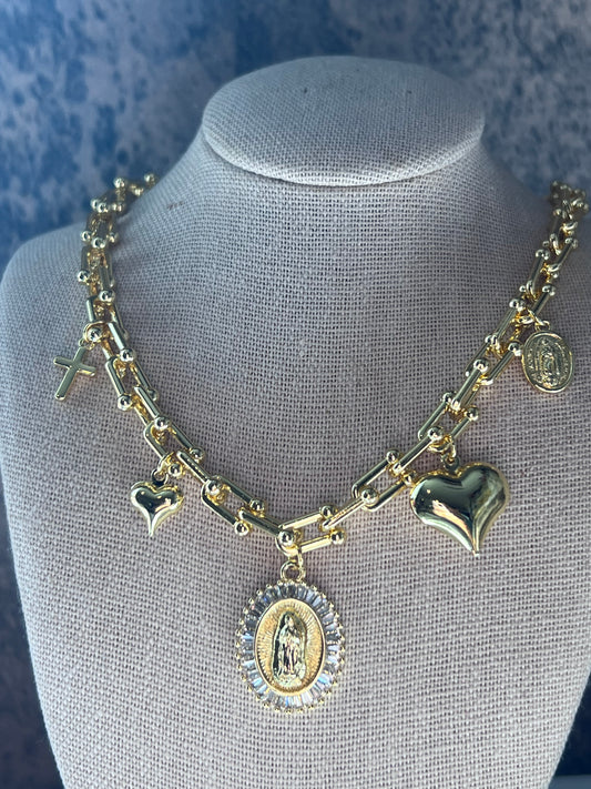 Charms gold laminated necklace