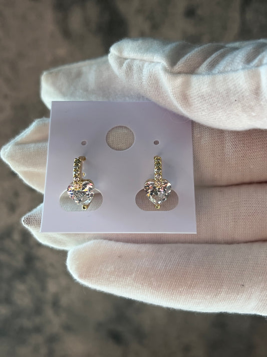 Clear heart gold laminated hoops
