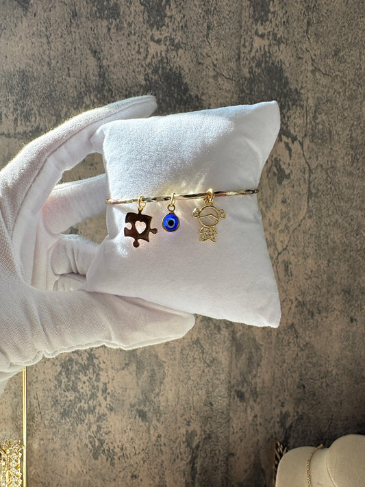 Autism gold laminated bangle