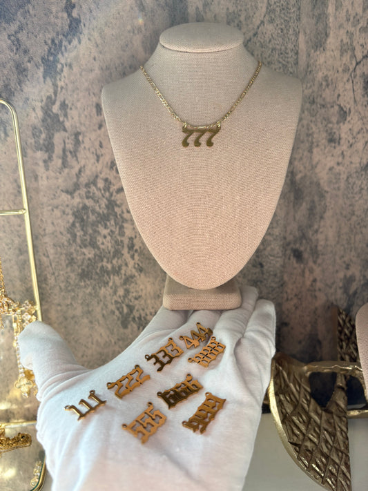 Angel numbers gold laminated necklace