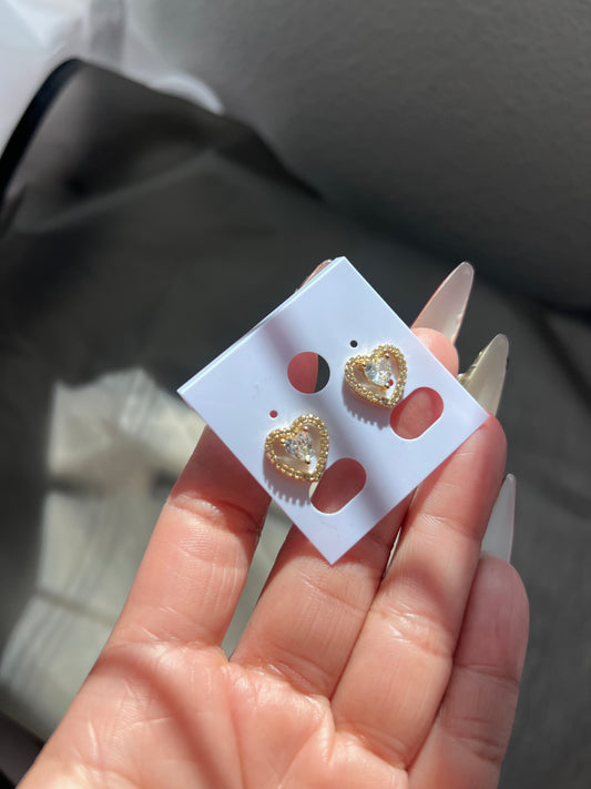 Channy gold laminated heart earrings
