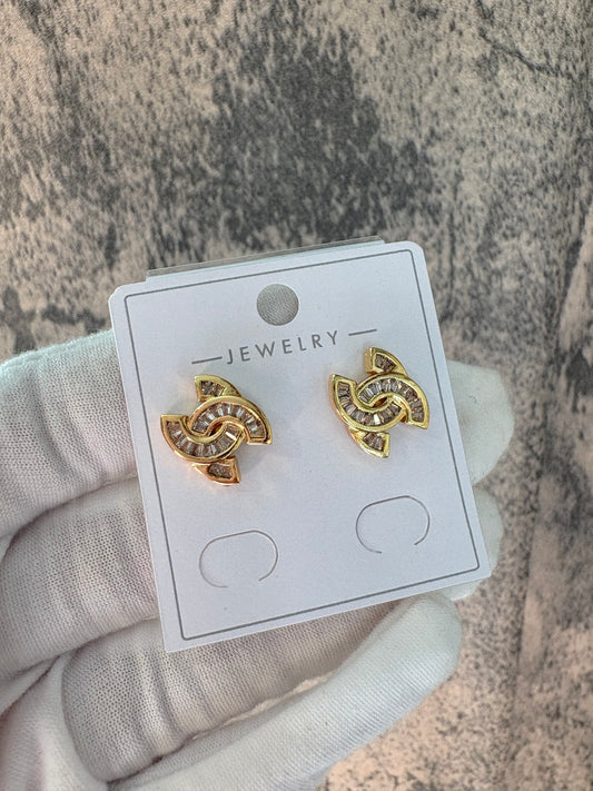 Inspired earrings stud gold laminated