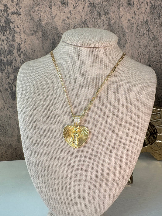Heart San Judas gold laminated necklace