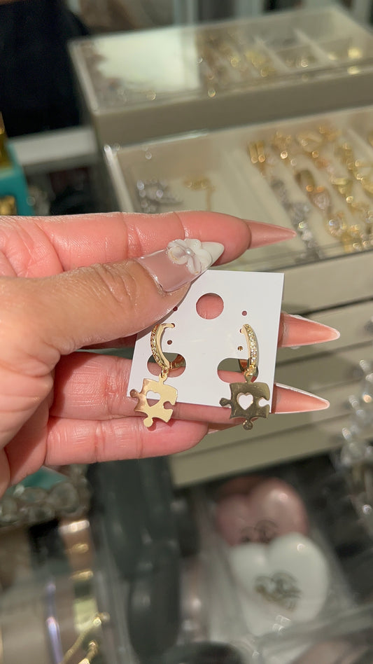 Autism gold laminated earrings
