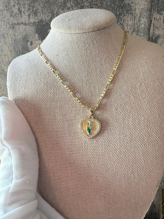San Judas heart gold laminated necklace